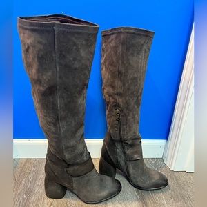 A.S.98 Suede tall boots 3in platform heel grayish brown EU37 US7 NWT